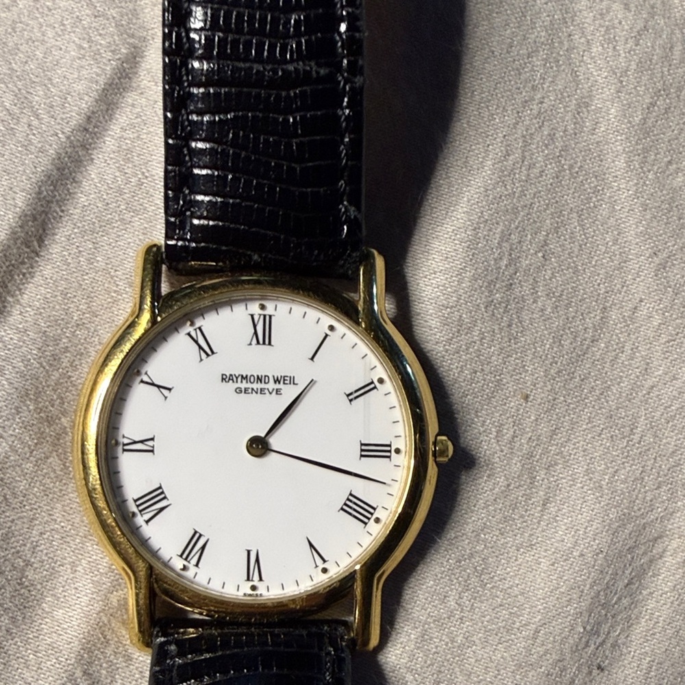 Raymond Weil Gold Case with Black Strap Watch
